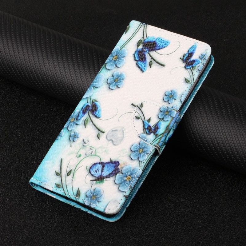 Housse Xiaomi Redmi Note 10 Pro fleurs bleues et papillons