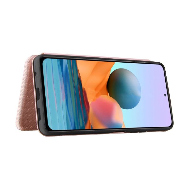 Housse Xiaomi Redmi Note 10 Pro Simili Cuir Style Fibre de Carbone