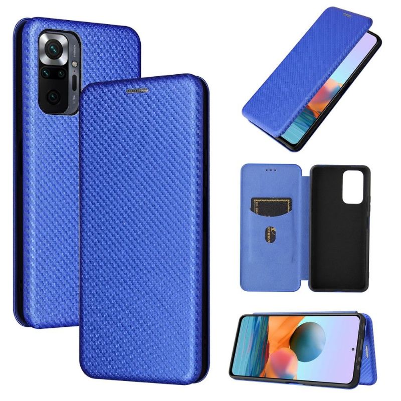 Housse Xiaomi Redmi Note 10 Pro Simili Cuir Style Fibre de Carbone