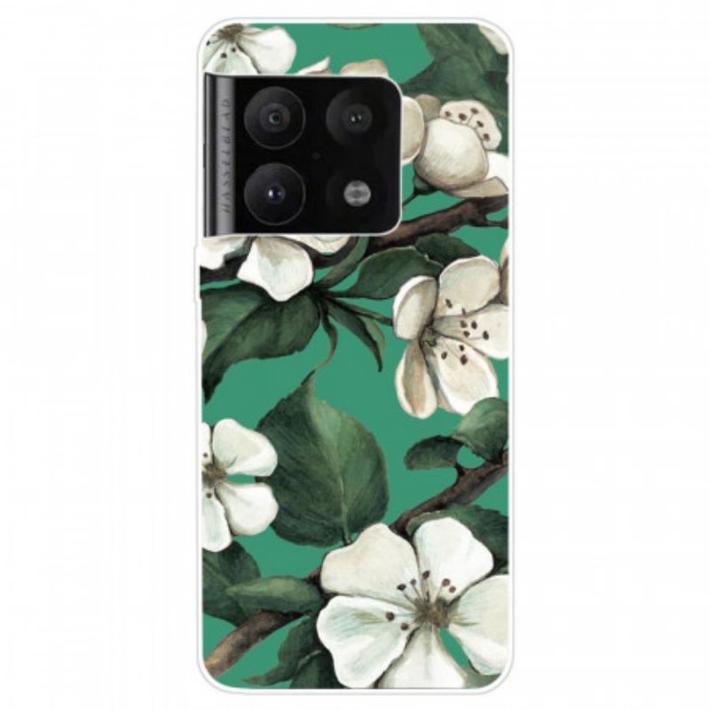 Coque OnePlus 10 Pro 5G Fleurs Blanches Peintes