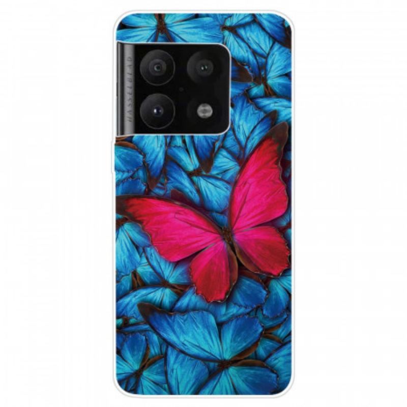 Coque OnePlus 10 Pro 5G Flexible Papillon Fuchsia