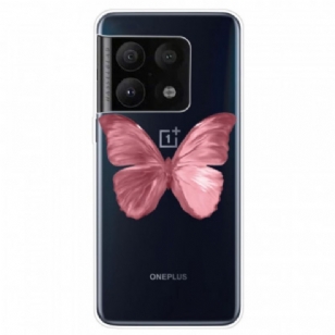 Coque OnePlus 10 Pro 5G Flexible Papillon Rose