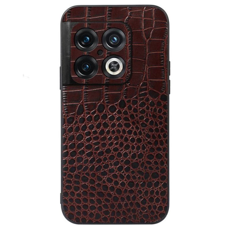 Coque OnePlus 10 Pro 5G Véritable Cuir Texture Crocodile