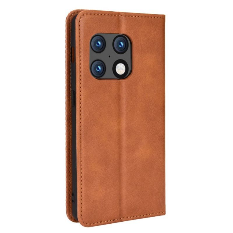 Flip Cover OnePlus 10 Pro 5G Effet Cuir Vintage Stylisé