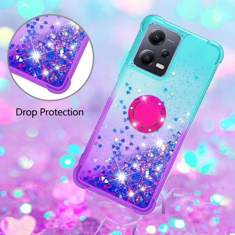 Coque Xiaomi Redmi Note 12/Poco X5 5G Paillettes Anneau-Support