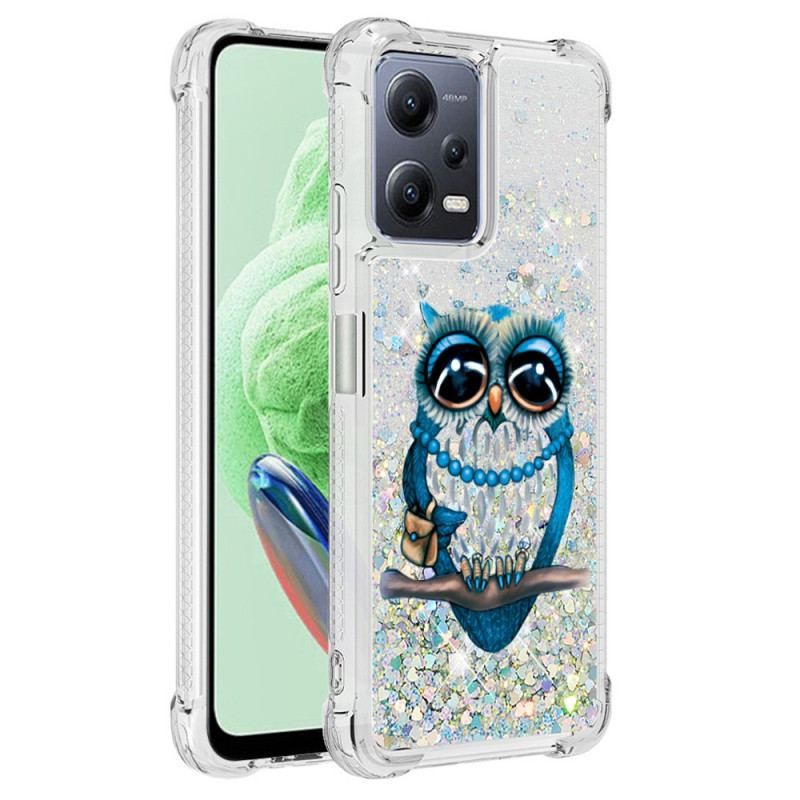 Coque Xiaomi Redmi Note 12/Poco X5 5G Paillettes Miss Hibou