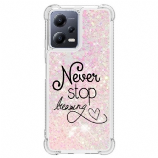 Coque Xiaomi Redmi Note 12/Poco X5 5G Paillettes Never Stop Dreaming