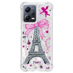 Coque Xiaomi Redmi Note 12/Poco X5 5G Paillettes Tour Eiffel