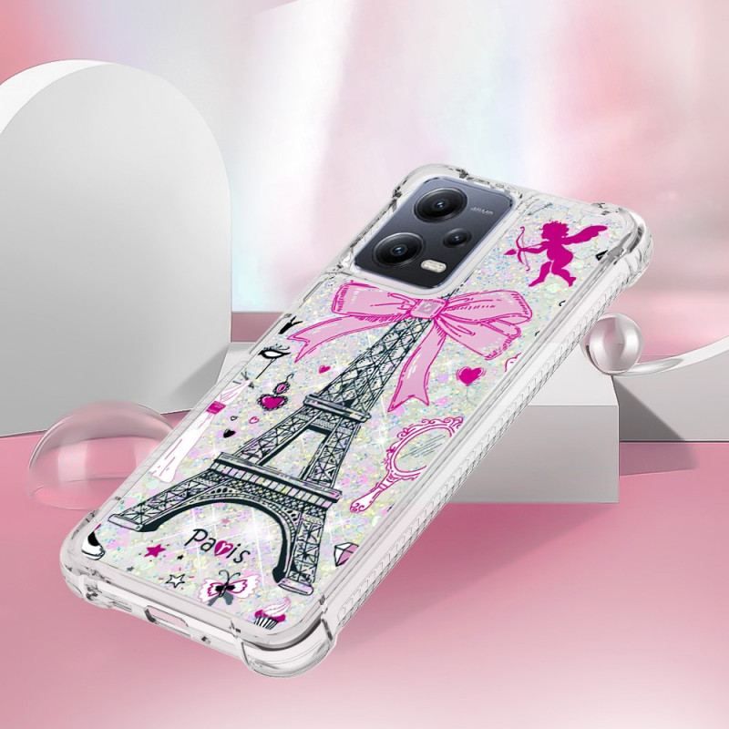 Coque Xiaomi Redmi Note 12/Poco X5 5G Paillettes Tour Eiffel