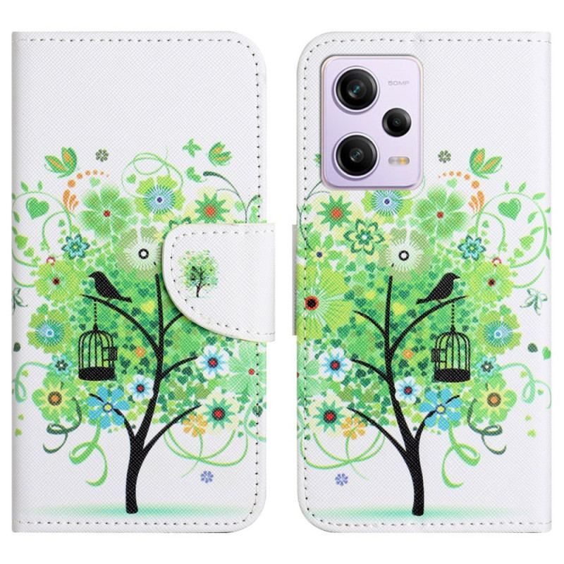 Housse Xiaomi Redmi Note 12/Poco X5 5G Arbre au Feuillage Vert à Lanière