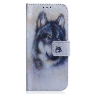 Housse Xiaomi Redmi Note 12/Poco X5 5G Loup Aquarelle à Lanière