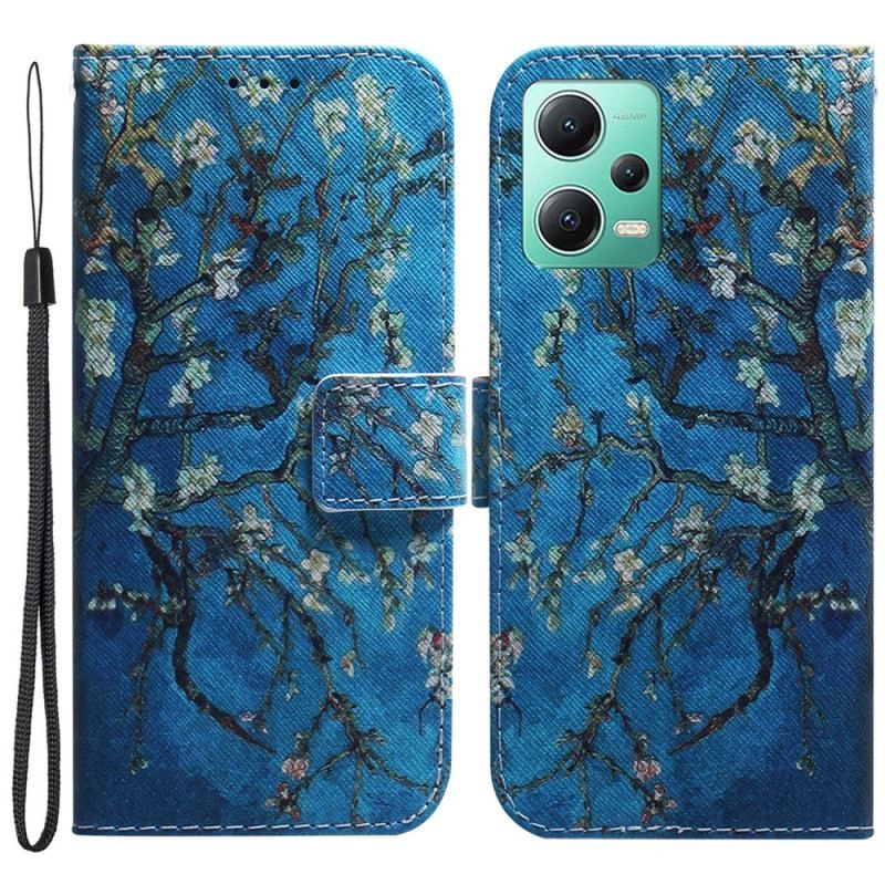 Housse Xiaomi Redmi Note 12/Poco X5 5G Peinture Branches à Lanière