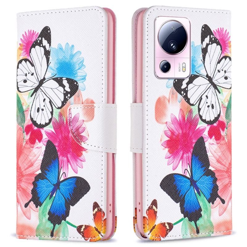 Housse Xiaomi 13 Lite Papillons Aquarelle