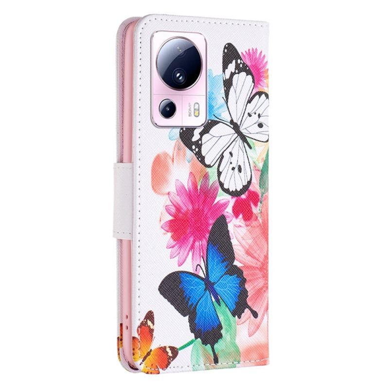 Housse Xiaomi 13 Lite Papillons Aquarelle