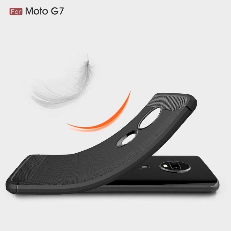 Motorola Moto G7 - Coque gel brossé carbone