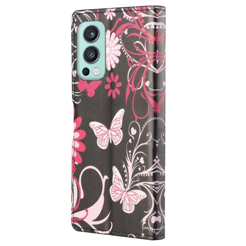 Housse OnePlus Nord 2 5G papillons et fleurs