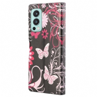 Housse OnePlus Nord 2 5G papillons et fleurs