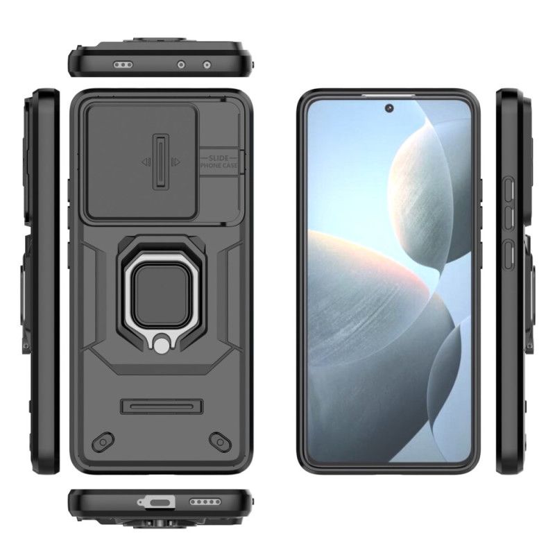 Coque Poco X6 Pro 5G Ring Résistante avec Protecteur Objectif Coulissant