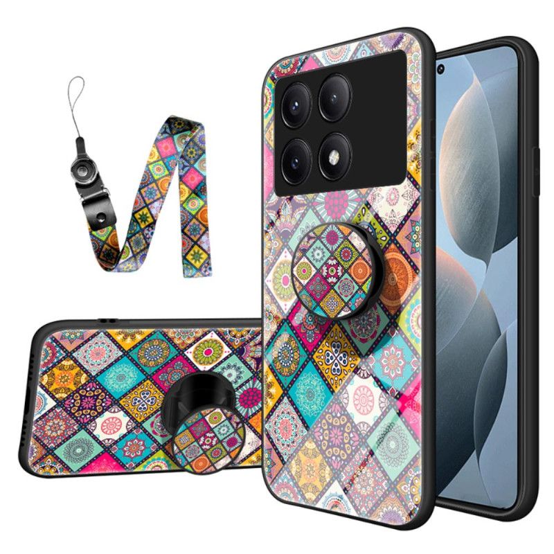 Coque Poco X6 Pro 5G Support et Lanière Patchwork