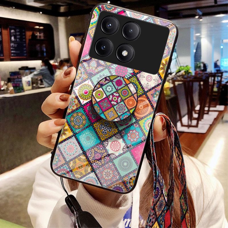 Coque Poco X6 Pro 5G Support et Lanière Patchwork