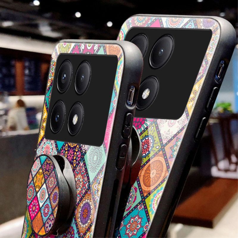 Coque Poco X6 Pro 5G Support et Lanière Patchwork