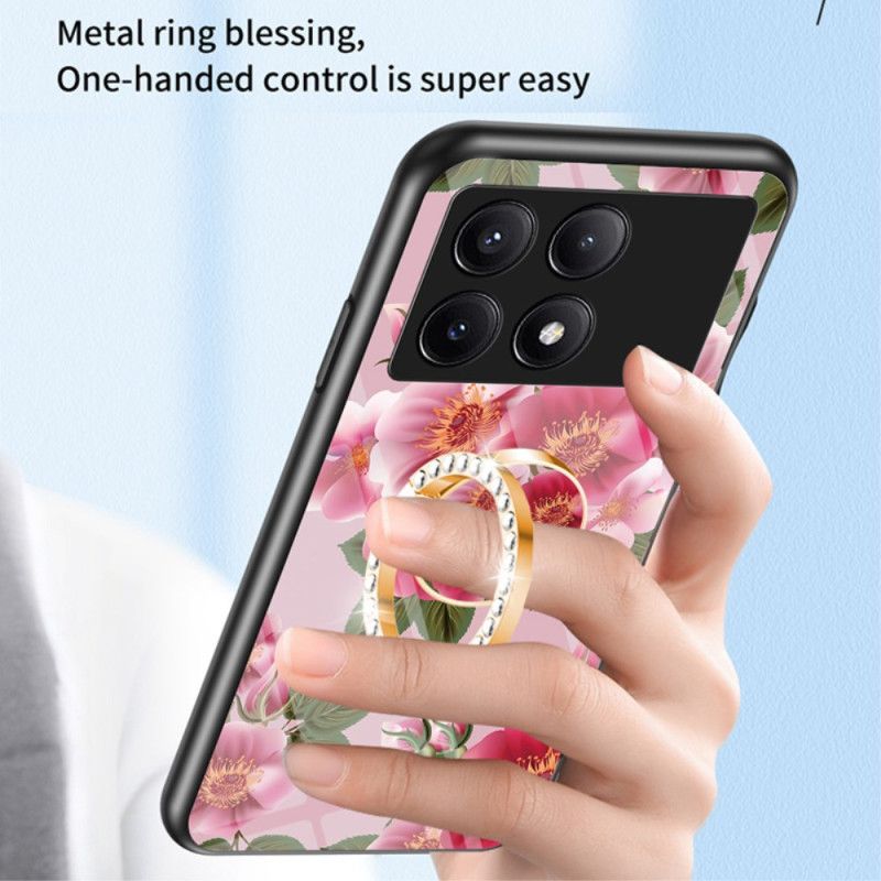 Coque Poco X6 Pro 5G Verre Trempé Anneau-Support Florale