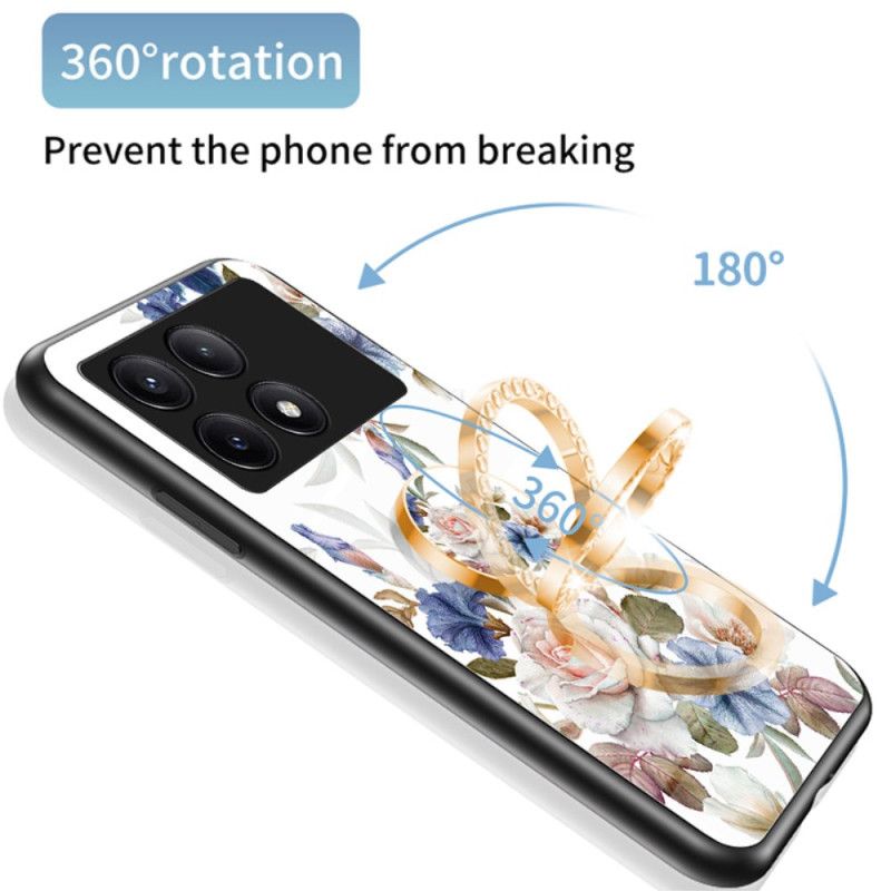 Coque Poco X6 Pro 5G Verre Trempé Anneau-Support Florale