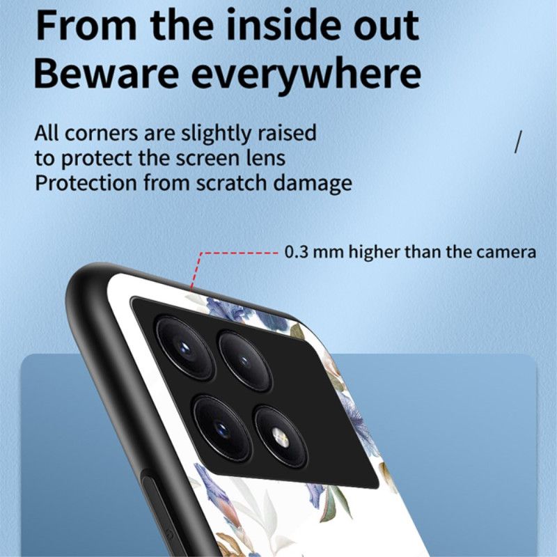 Coque Poco X6 Pro 5G Verre Trempé Anneau-Support Florale