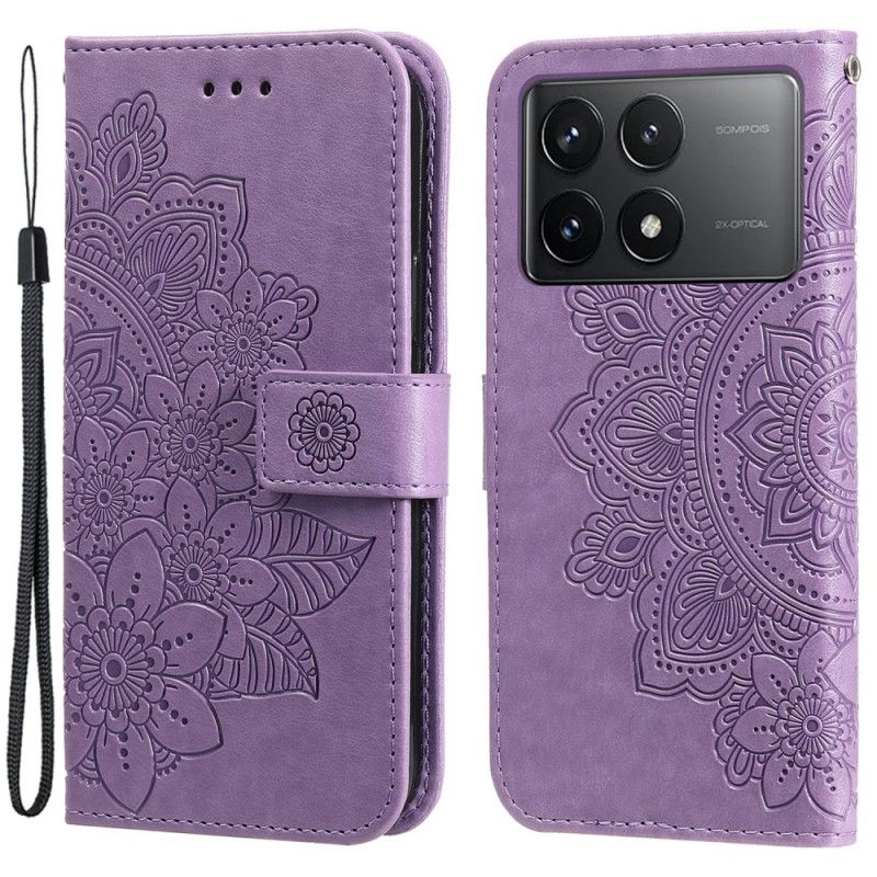 Housse Poco X6 Pro 5G Motif Floral à Lanière