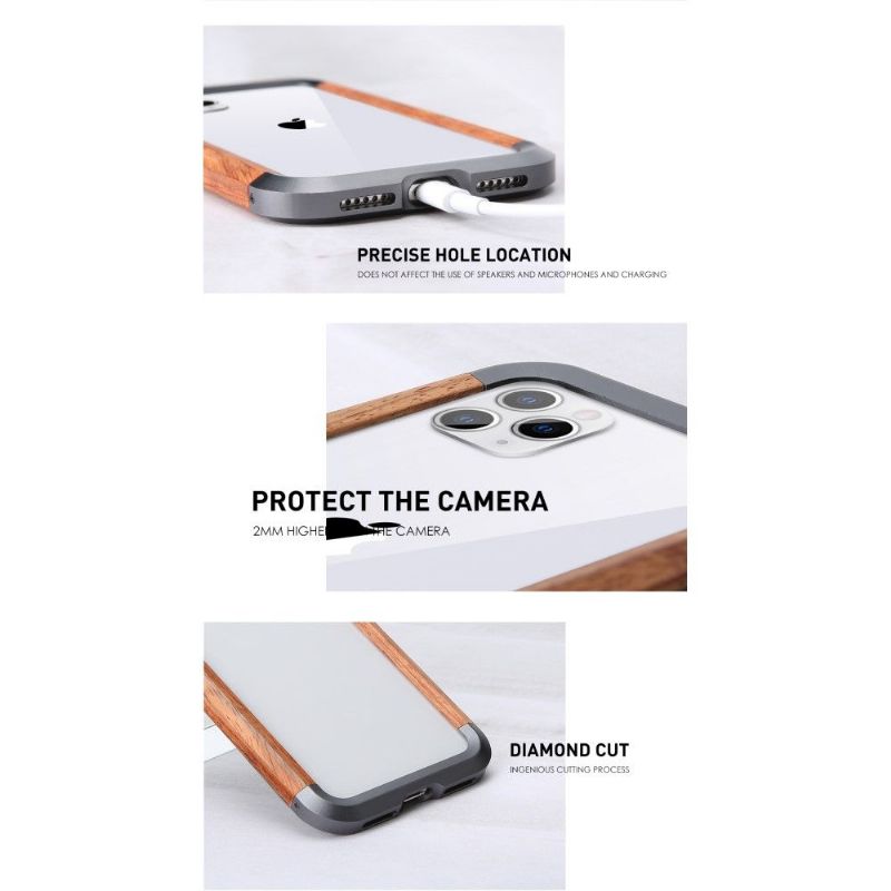 iPhone 11 Pro - Coque bois et métal