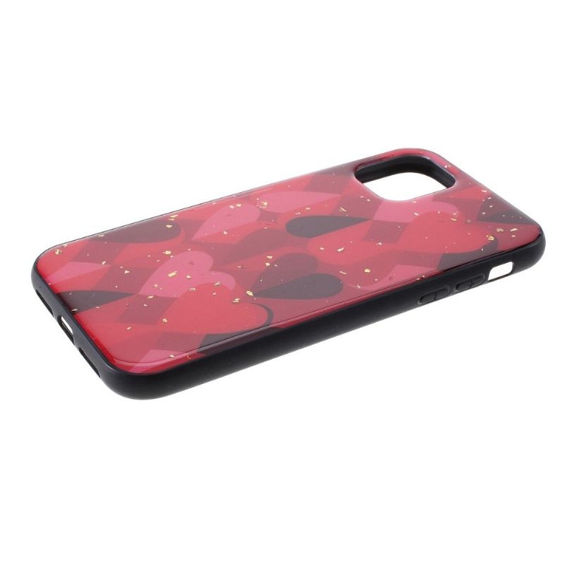 iPhone 11 Pro - Coque coeurs avec feuilles dorées