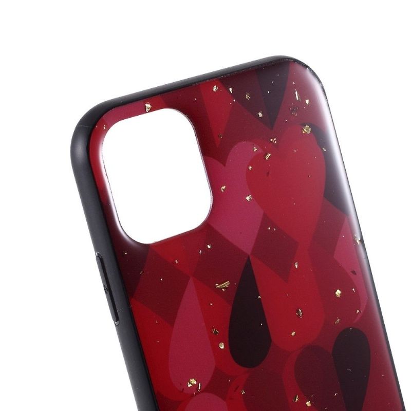 iPhone 11 Pro - Coque coeurs avec feuilles dorées