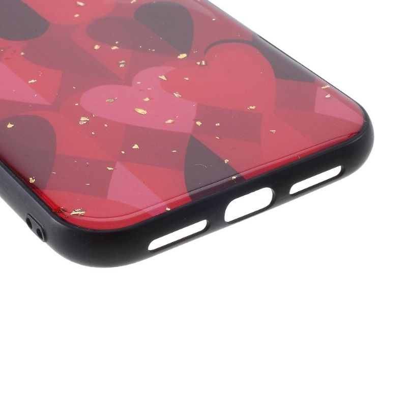 iPhone 11 Pro - Coque coeurs avec feuilles dorées