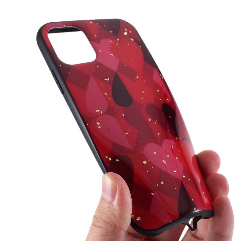 iPhone 11 Pro - Coque coeurs avec feuilles dorées