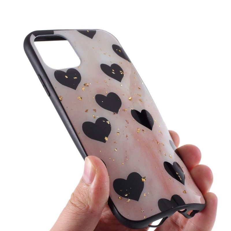 iPhone 11 Pro - Coque coeurs noirs