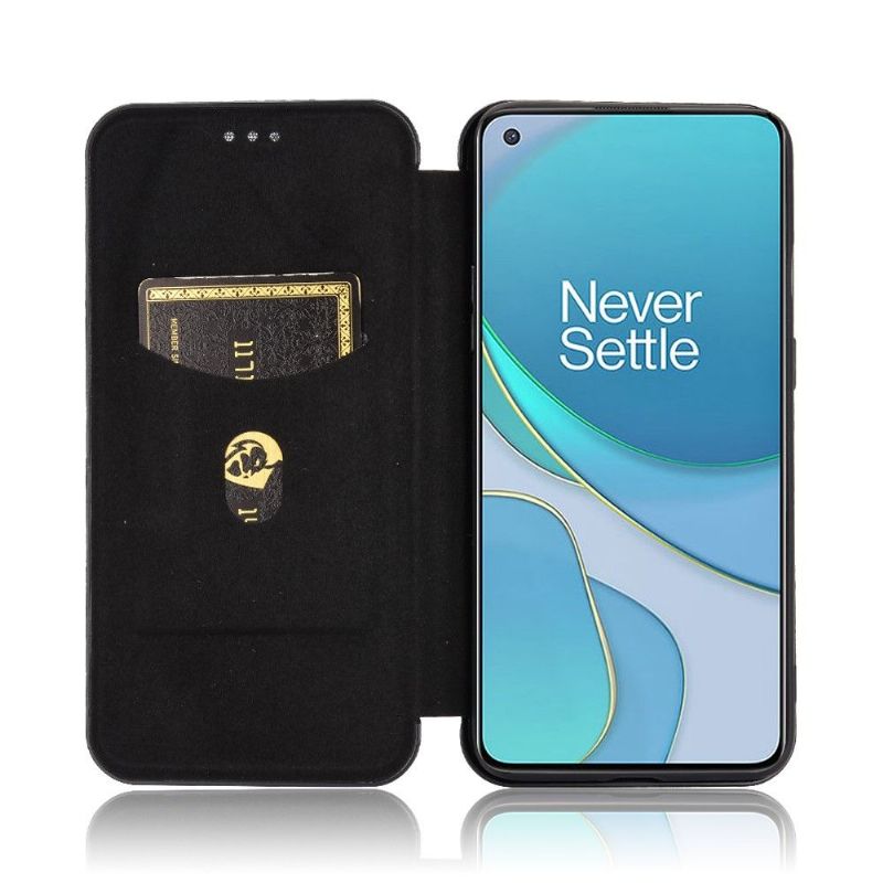 Housse OnePlus 8T simili cuir style fibre de carbone