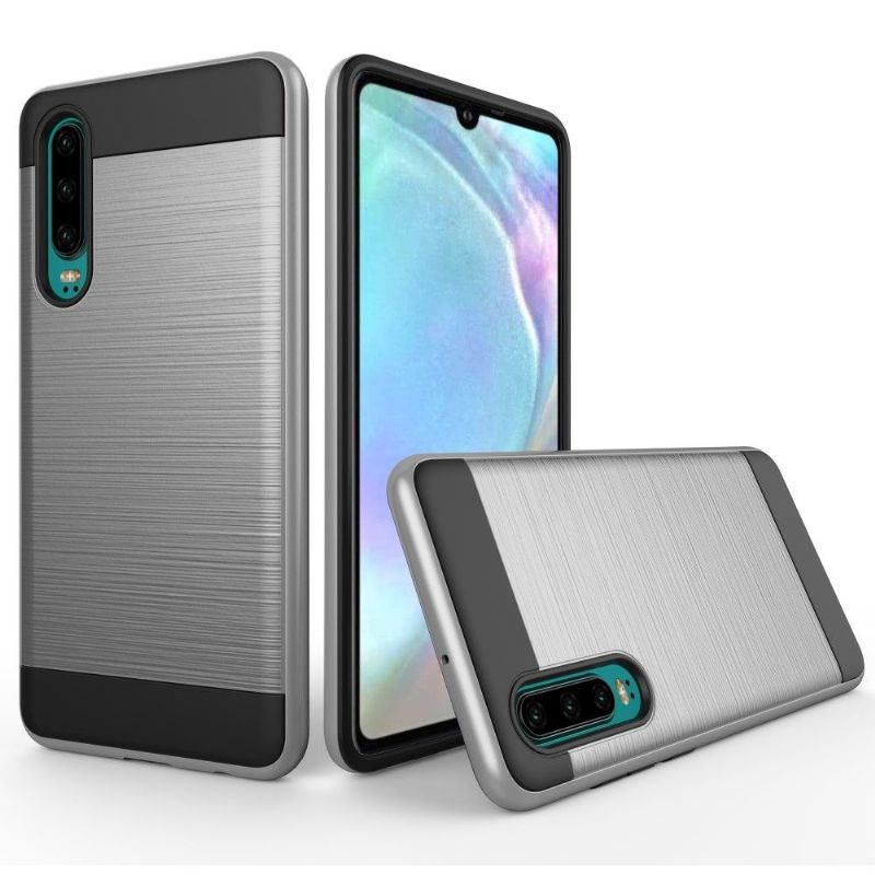 Huawei P30 - Coque effet métal brossé - Gris