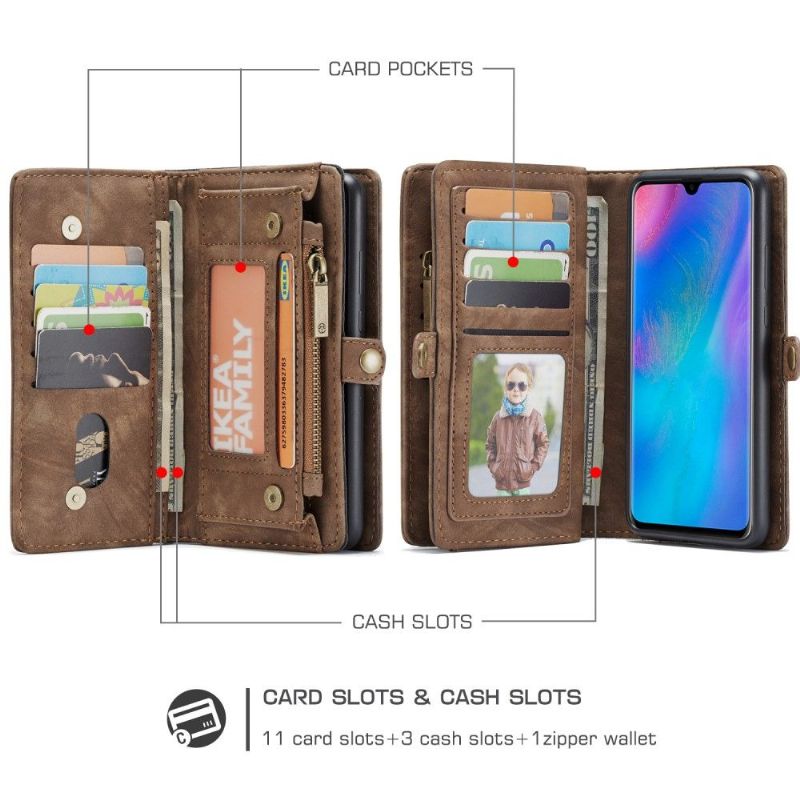 Huawei P30 - Coque et housse porte cartes 2-en-1 - Marron