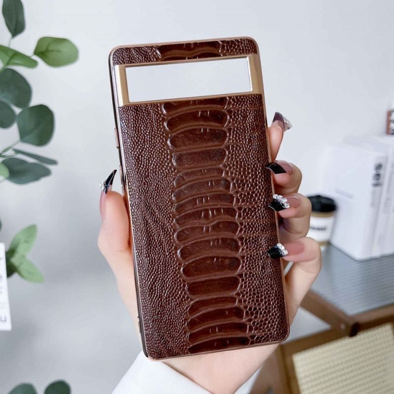 Coque Google Pixel 7 Pro Vrai Cuir Style Autruche