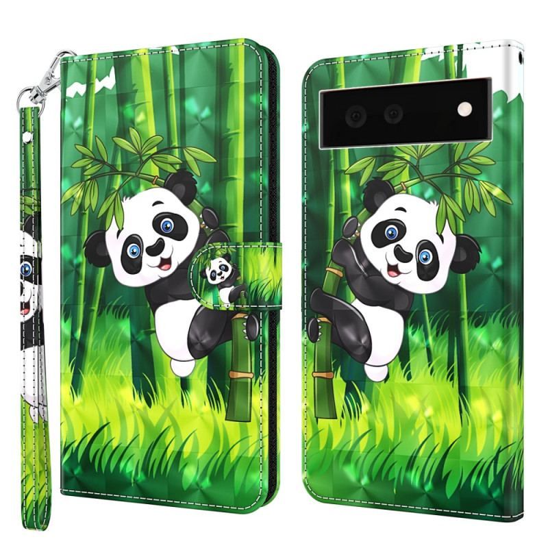 Housse Google Pixel 7 Pro Panda et Bambou à Lanière