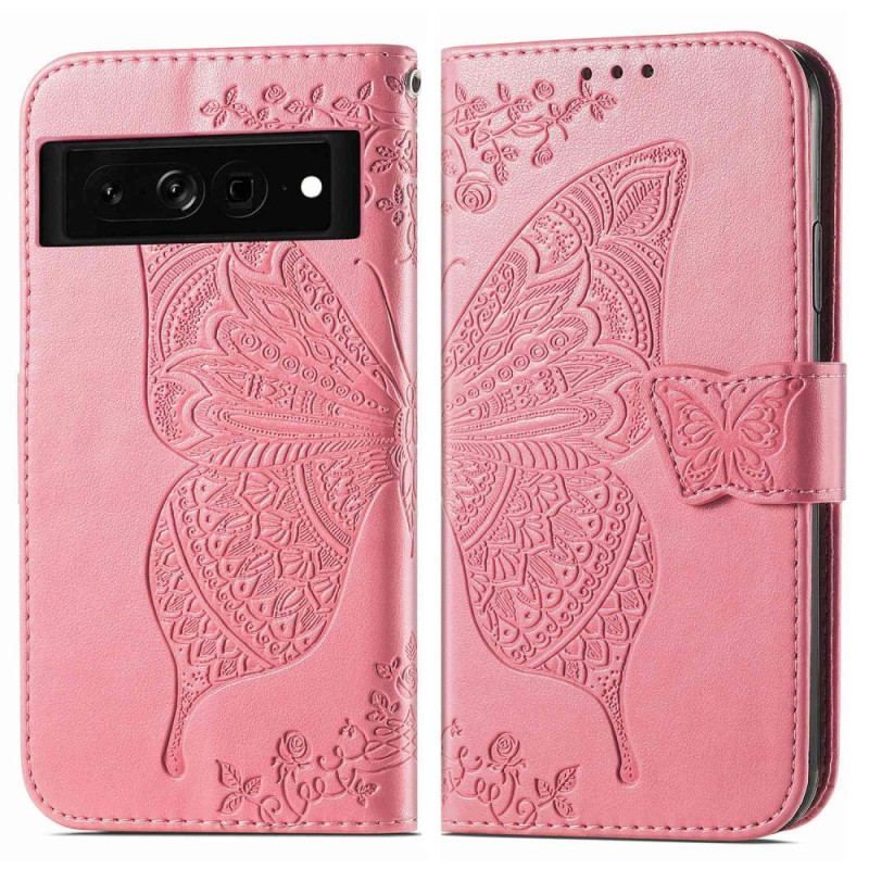 Housse Google Pixel 7 Pro Papillon Baroque avec Lanière