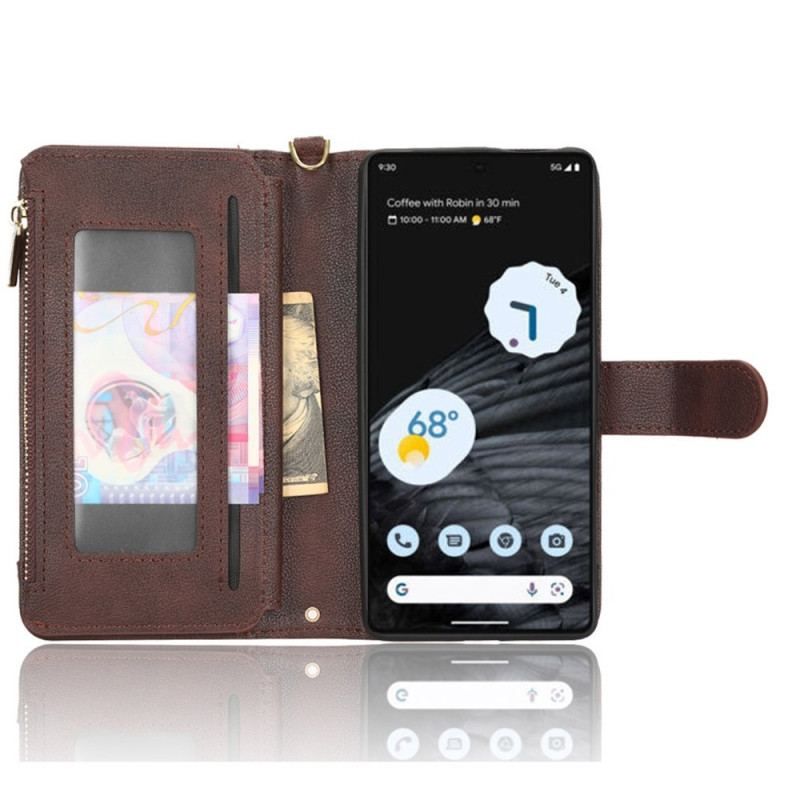 Housse Google Pixel 7 Pro Simili Cuir avec Lanière et Bandoulière