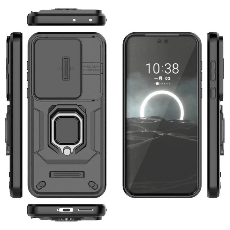 Coque Huawei Pura 70 Ultra Ring Résistante avec Protection Objectif Coulissante