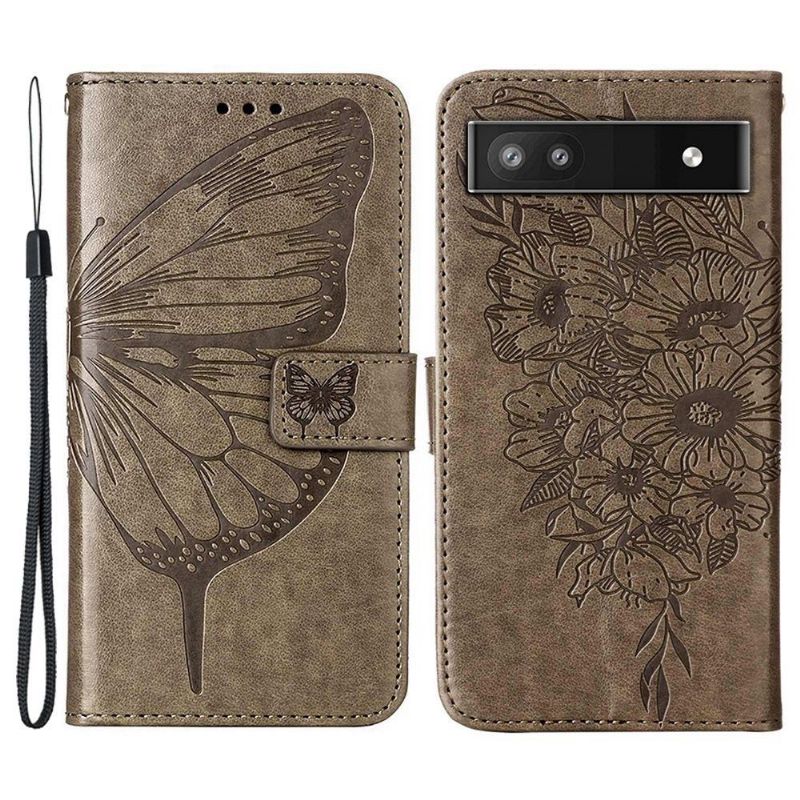 Housse Google Pixel 6a Papillon Fleur Porte-Cartes