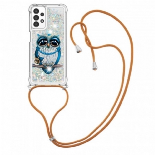 Coque Samsung Galaxy A13 à Cordon Paillettes Miss Hibou