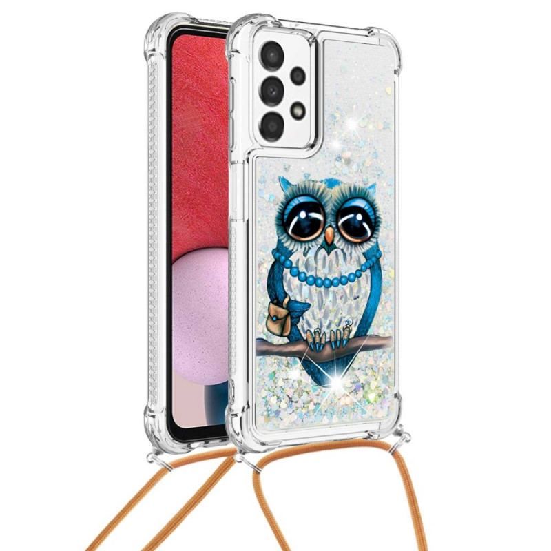 Coque Samsung Galaxy A13 à Cordon Paillettes Miss Hibou