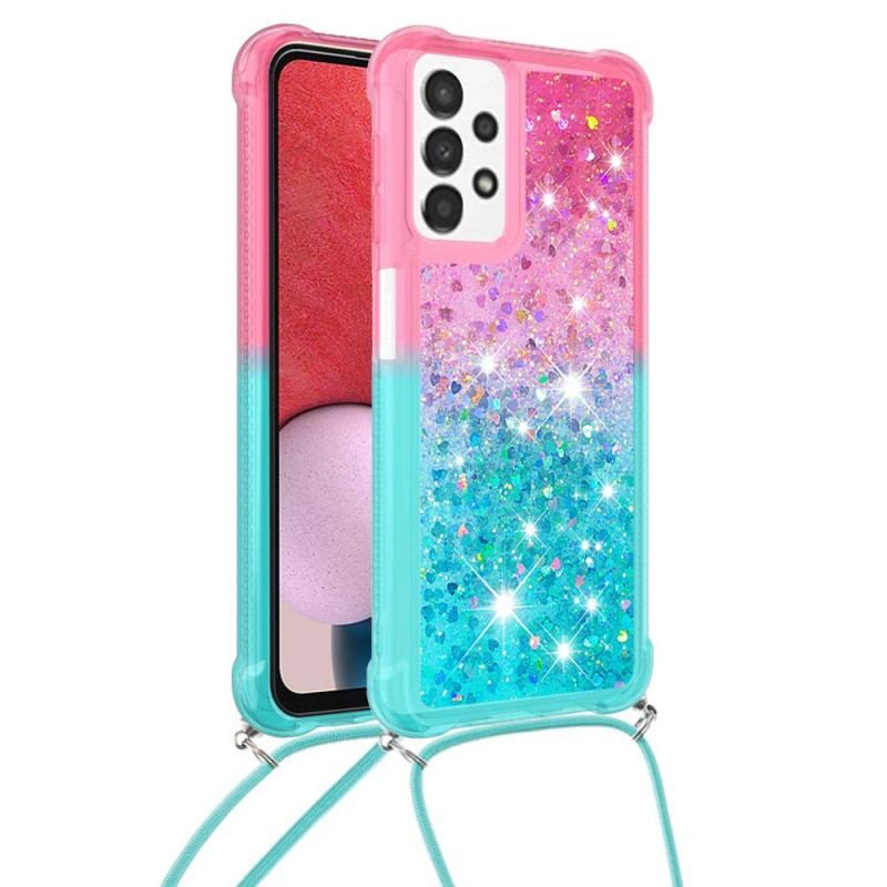 Coque Samsung Galaxy A13 à Cordon Silicone Paillettes