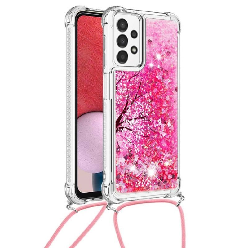 Coque Samsung Galaxy A13 Paillettes Arbre avec Cordon