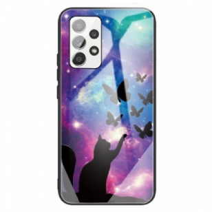 Coque Samsung Galaxy A13 Verre Trempé Chat et Papillons