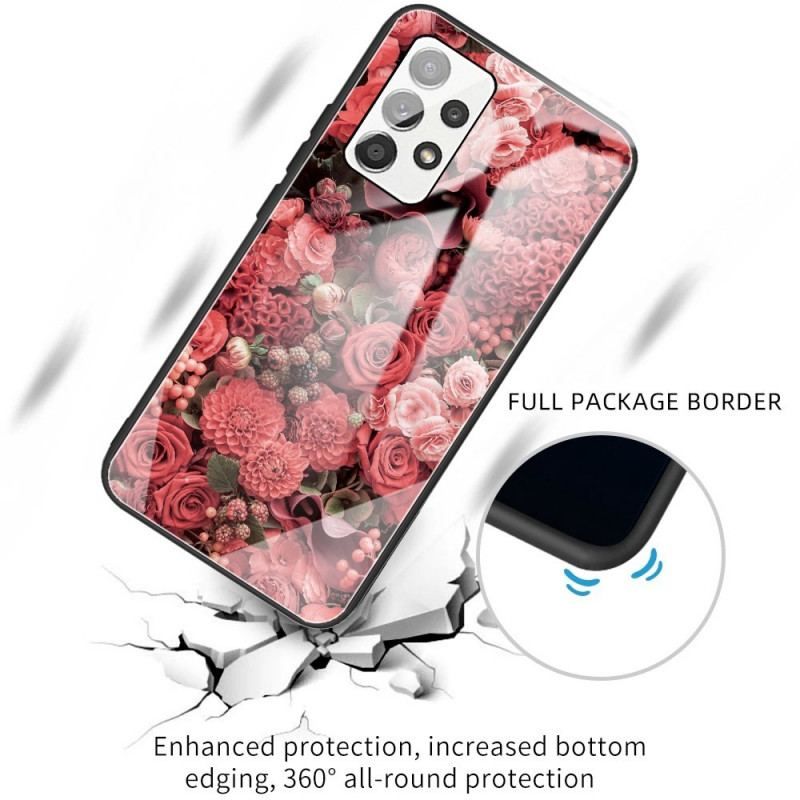 Coque Samsung Galaxy A13 Verre trempé Fleurs Roses